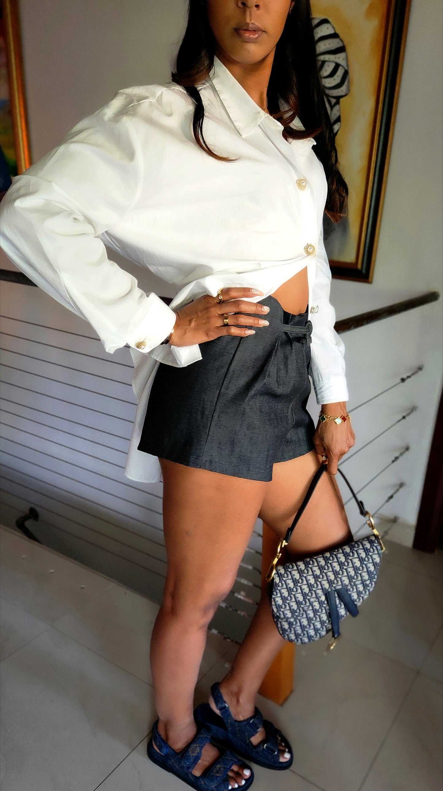 Belted Denim Shorts